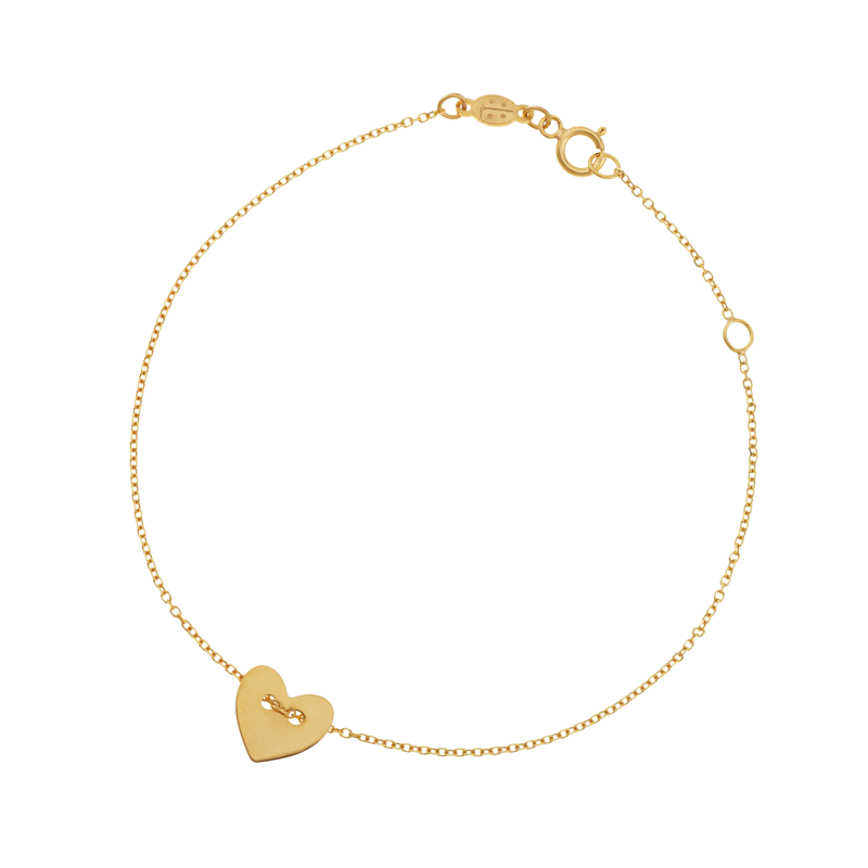 Bracelet en or jaune, coeur