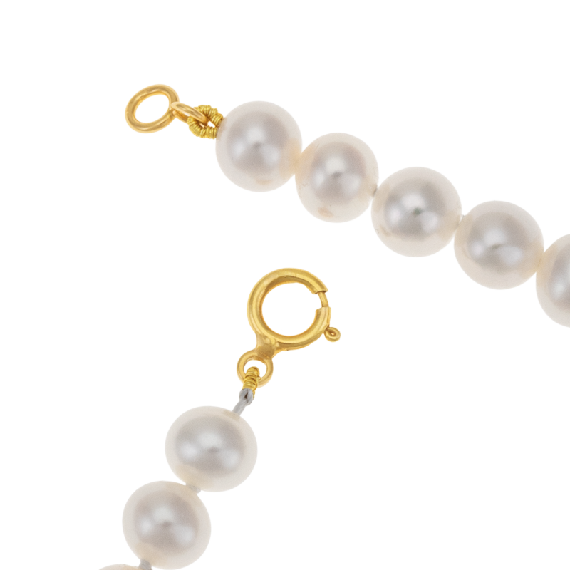Bracelet en or jaune, perles de culture et larimar