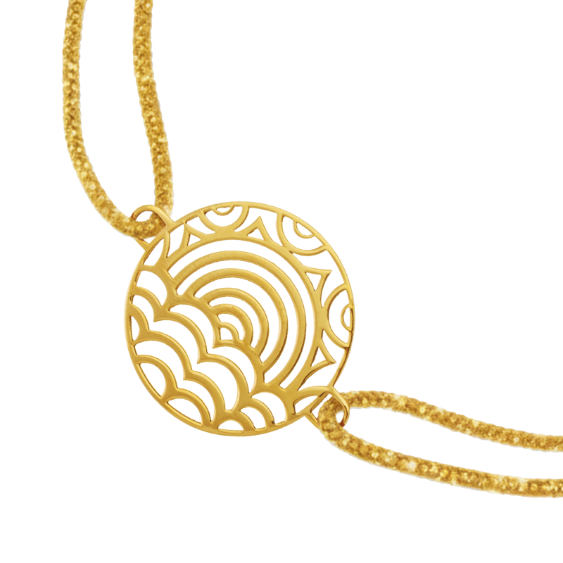 Bracelet en or jaune et cordon doré