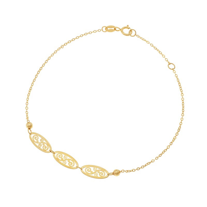 Bracelet en or jaune, maille filigrane