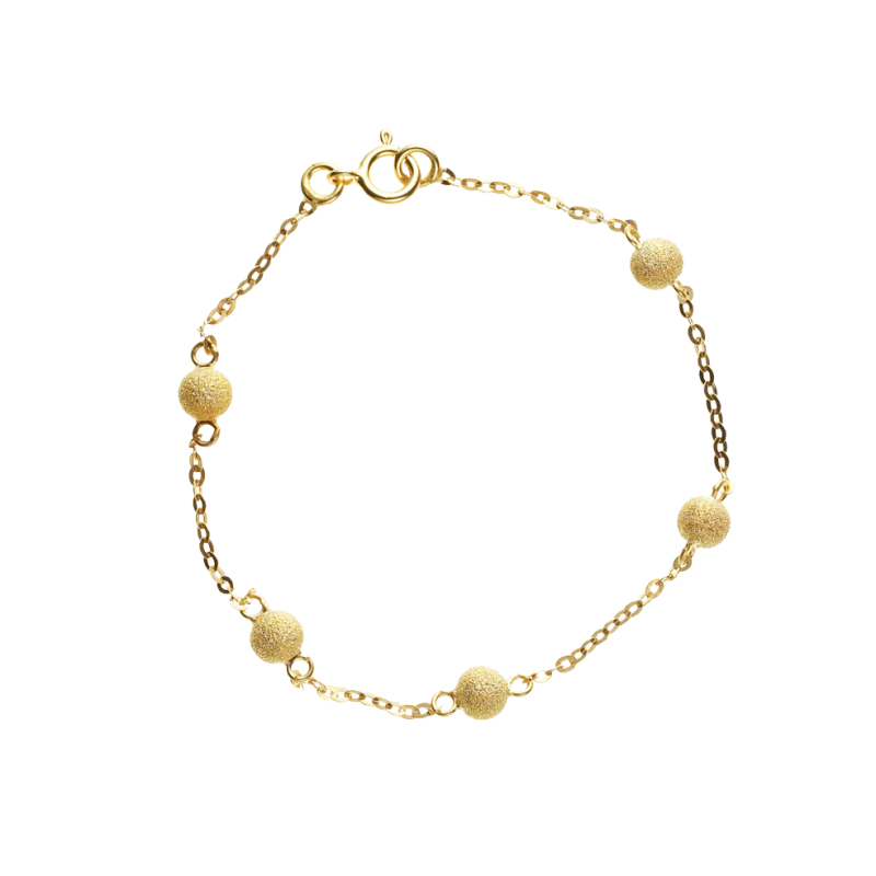 Bracelet en or jaune et boules granitées