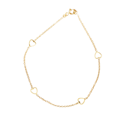 Bracelet en or jaune coeurs