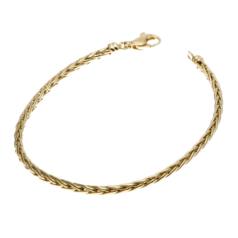 Bracelet en or jaune, maille palmier 3 mm