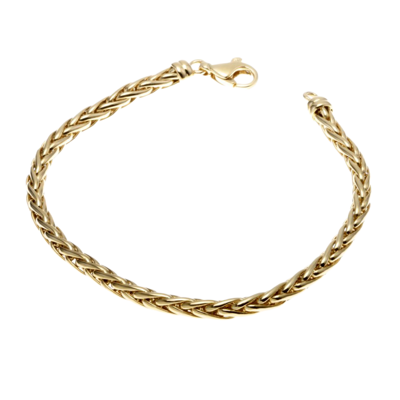Bracelet en or jaune,  maille palmier 4 mm