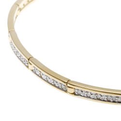 Bracelet barrettes en or jaune et rhodié, diamants, 18 cm