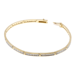 Bracelet barrettes en or jaune et rhodié, diamants 19.5cm