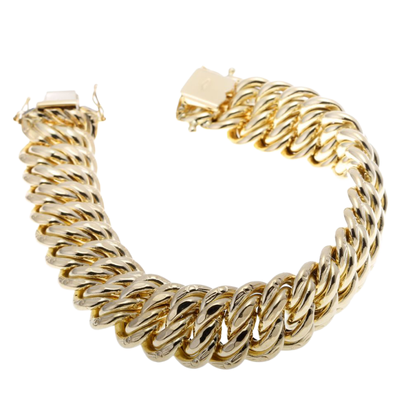 Bracelet en or jaune, maille americaine 15.5 mm - 15.9 mm