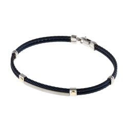 Bracelet jonc en or jaune, acier et cable acier