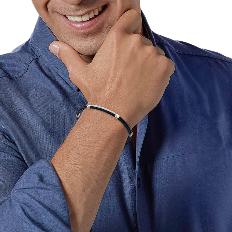 Bracelet jonc en or jaune, acier et cable acier
