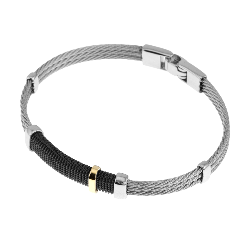 Bracelet en or jaune , acier et acier noir