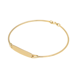 Bracelet jonc en or jaune plaque rectangulaire