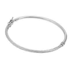 Bracelet jonc en or gris, torsadé