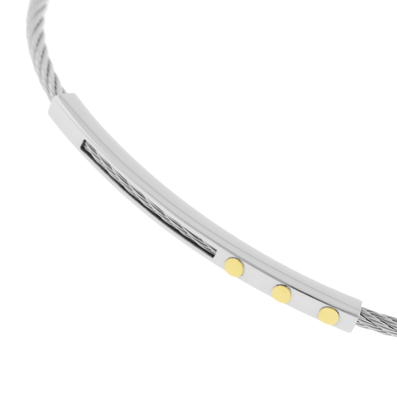 Bracelet jonc en or jaune et acier