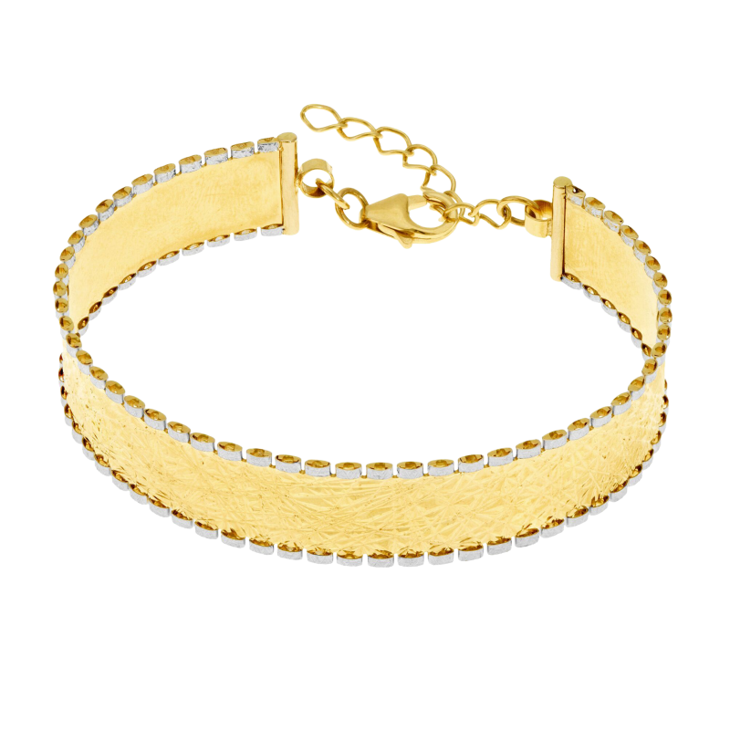 Bracelet jonc en or jaune et rhodié