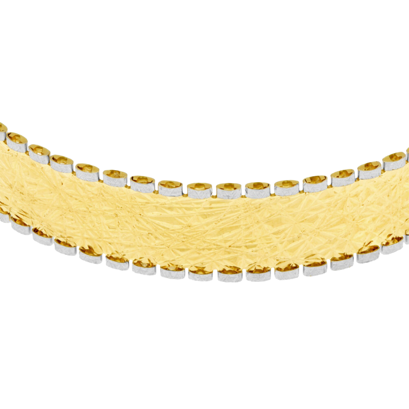 Bracelet jonc en or jaune et rhodié