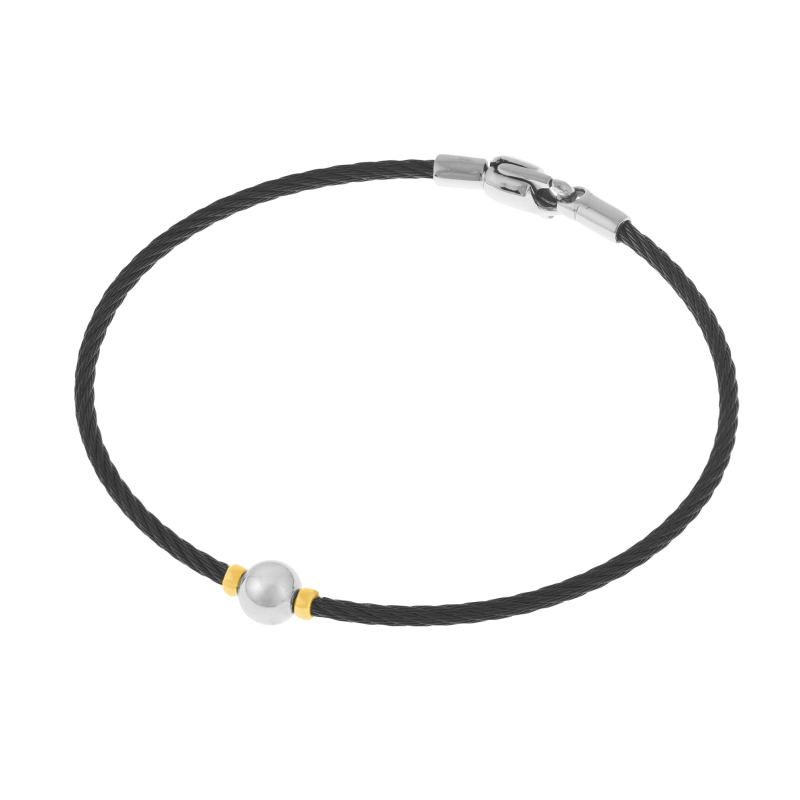 Bracelet jonc en or jaune et acier