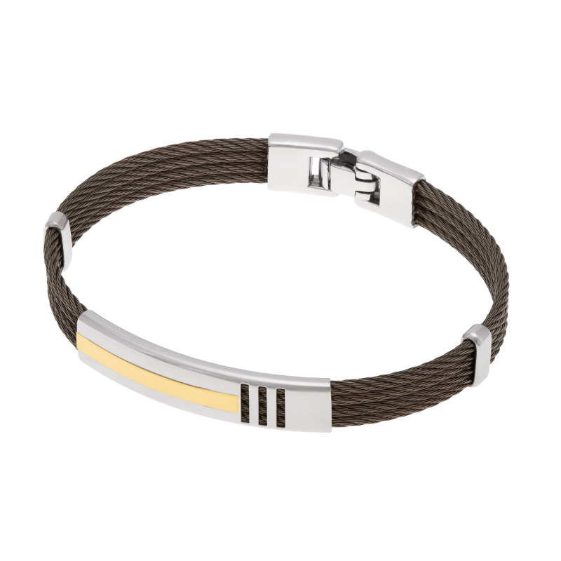 Bracelet jonc en or jaune et acier