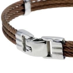 Bracelet en or jaune, acier et câble acier
