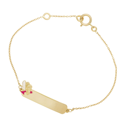 Bracelet identité en or jaune et laque, fée