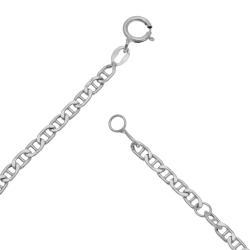 Bracelet identité bébé en or gris, maille marine, plaque rectangle