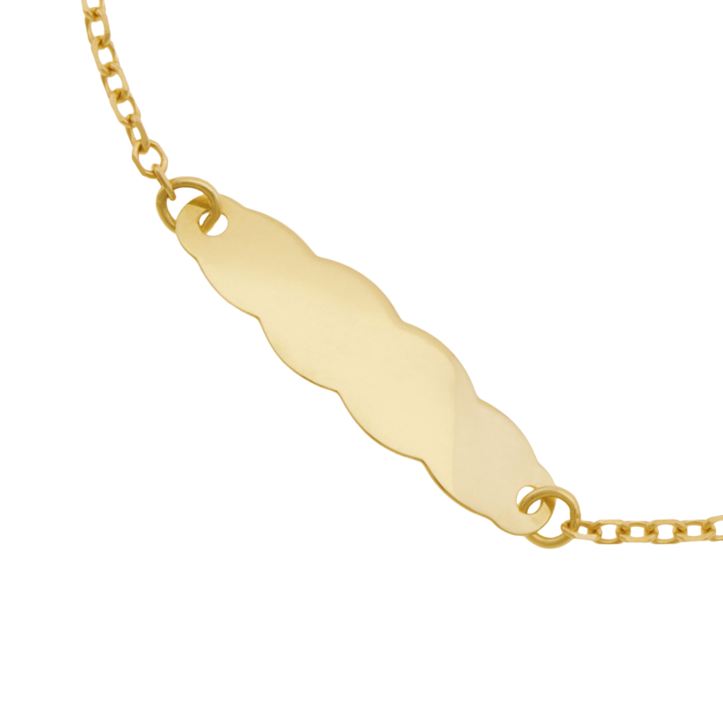 Bracelet identité en or jaune, plaque nuage