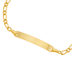 Bracelet identité en or jaune, maille cheval alternée 1-1