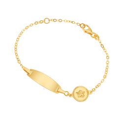Bracelet identité en or jaune, ange