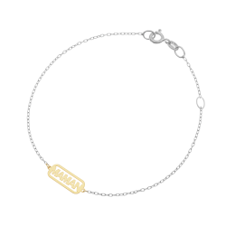 Bracelet en or jaune et argent rhodié, maman 