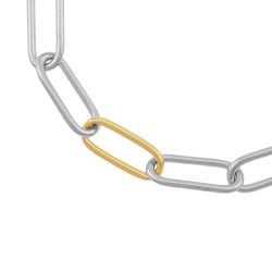 Bracelet en or jaune et argent rhodié, maille rectangle 
