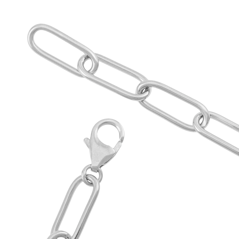 Bracelet en or jaune et argent rhodié, maille rectangle 