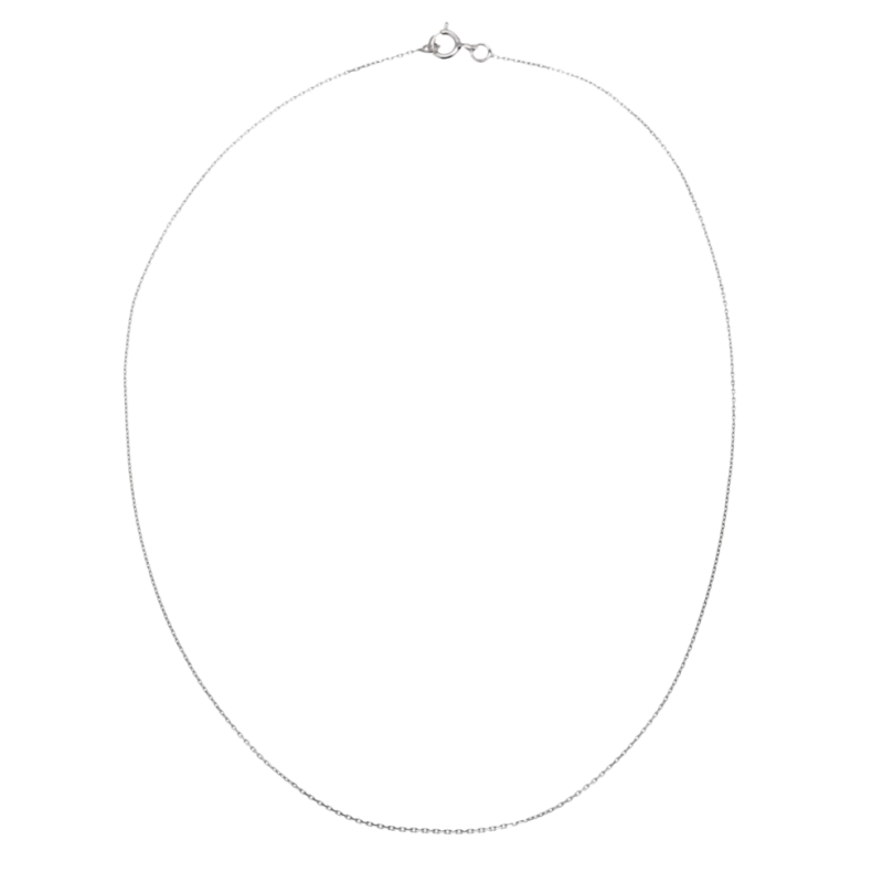 Chaîne communion en or gris, maille forçat diamantée