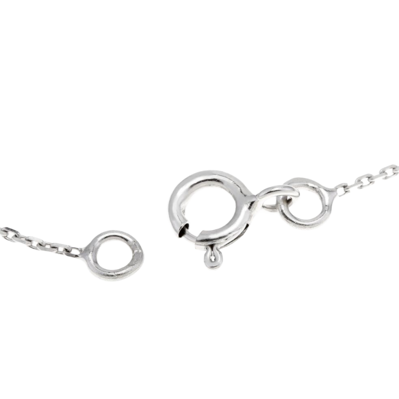 Chaîne communion en or gris, maille forçat diamantée