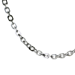 Chaîne en or gris, maille forçat diamantée