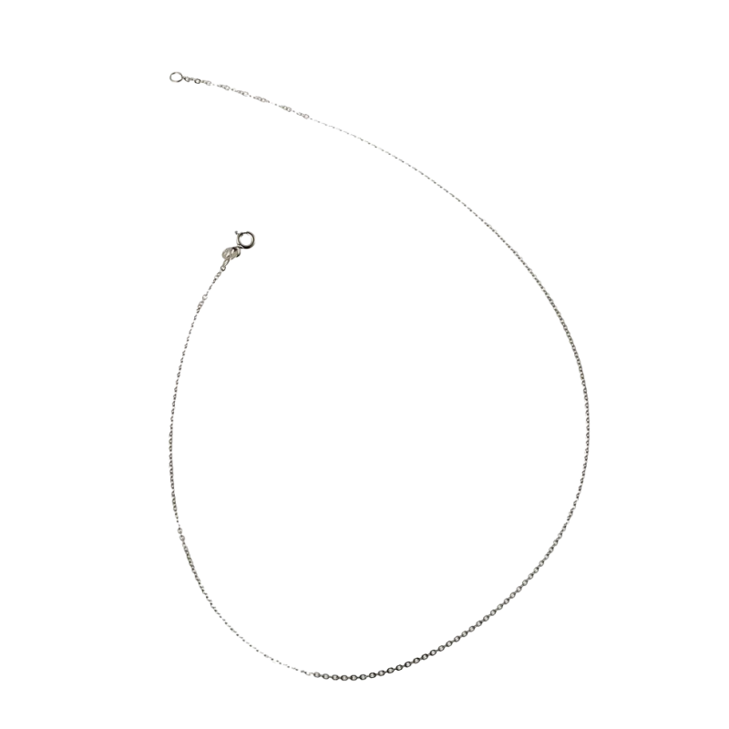 Chaîne en or gris, maille forçat diamantée