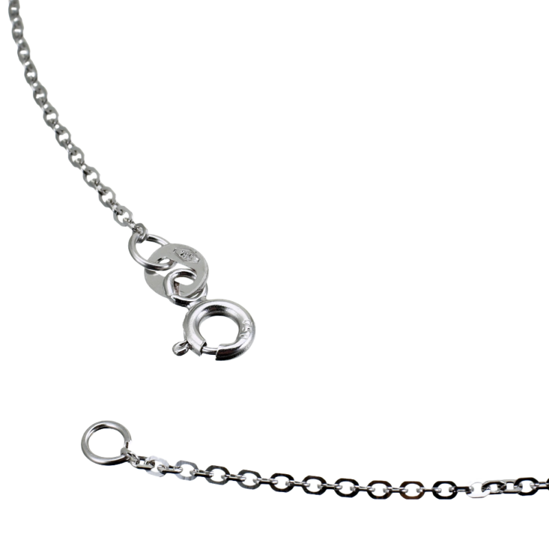 Chaîne en or gris, maille forçat diamantée