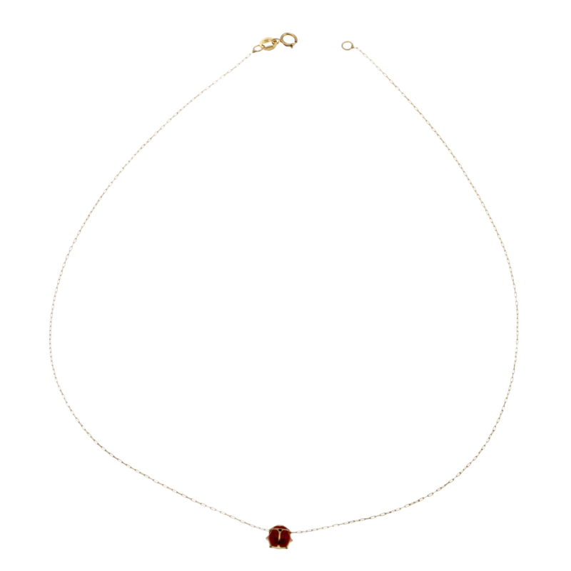 Collier en or jaune et coccinelle laque