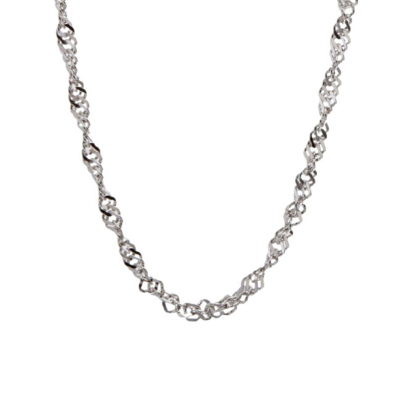 Chaîne en or gris, maille singapour