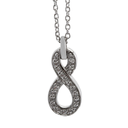 Collier en or gris, motif infini diamants