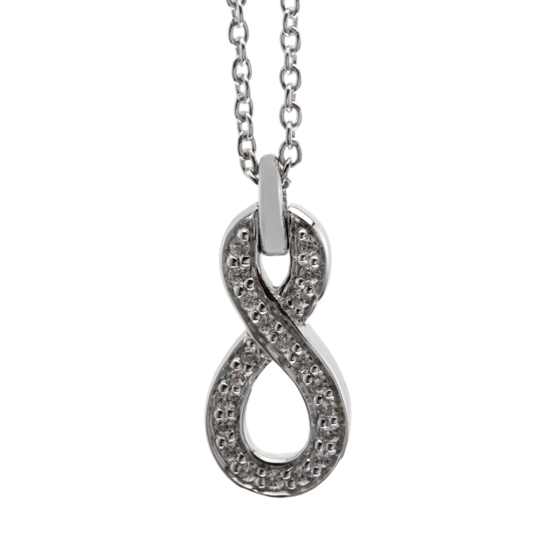 Collier en or gris, motif infini diamants
