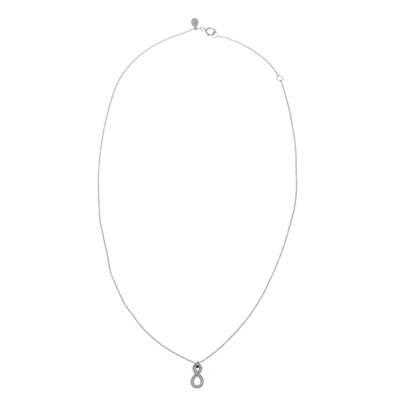 Collier en or gris, motif infini diamants