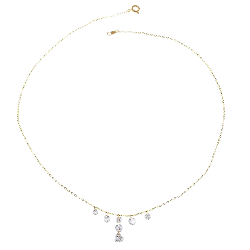 Collier en or jaune et oxydes de zirconium,coeur