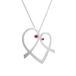 Collier en or gris  rubis, maman et enfant