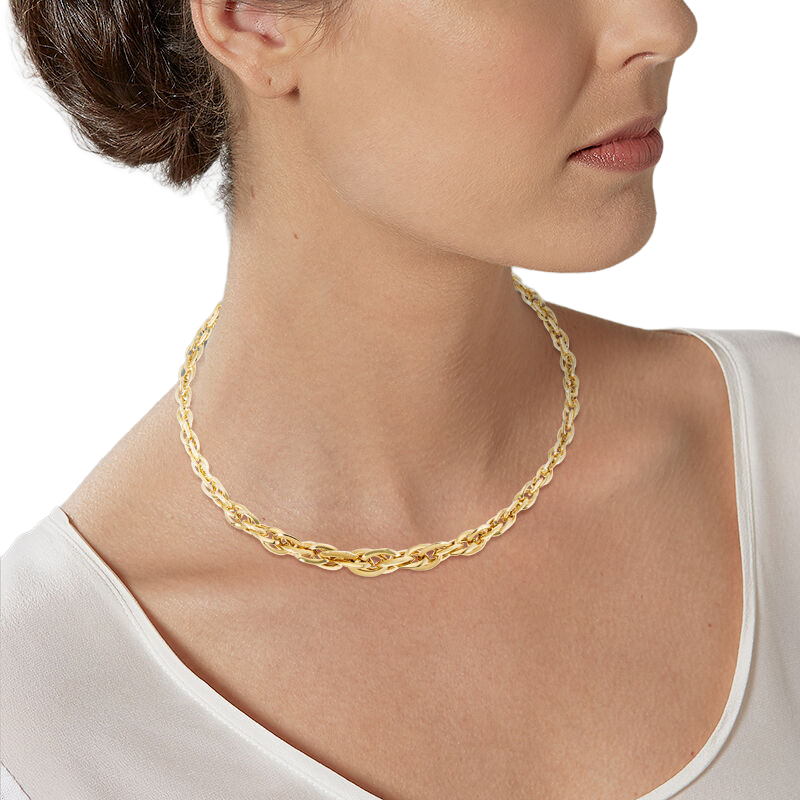 Collier en or jaune, maille torsadée