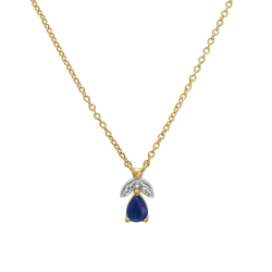 Collier en or jaune rhodié, saphir et diamants