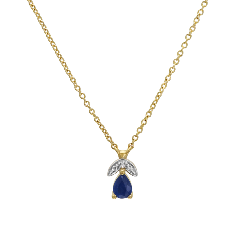 Collier en or jaune rhodié, saphir et diamants