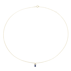 Collier en or jaune rhodié, saphir et diamants