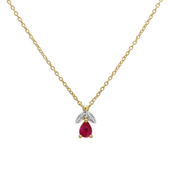 Collier en or jaune rhodié, rubis et diamants