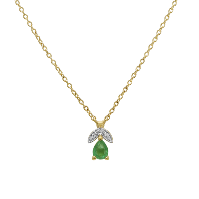 Collier en or jaune rhodié, émeraude et diamants