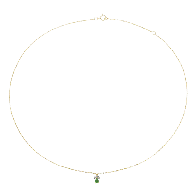 Collier en or jaune rhodié, émeraude et diamants