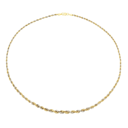 Collier en or jaune et rhodié, maille corde